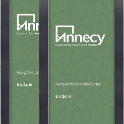 Black 2-pack 8x2' Panoramic Picture Frames for Wall Decoration, Homes/Hotels/etc