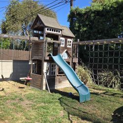 Swing Set and Play House For Backyard 