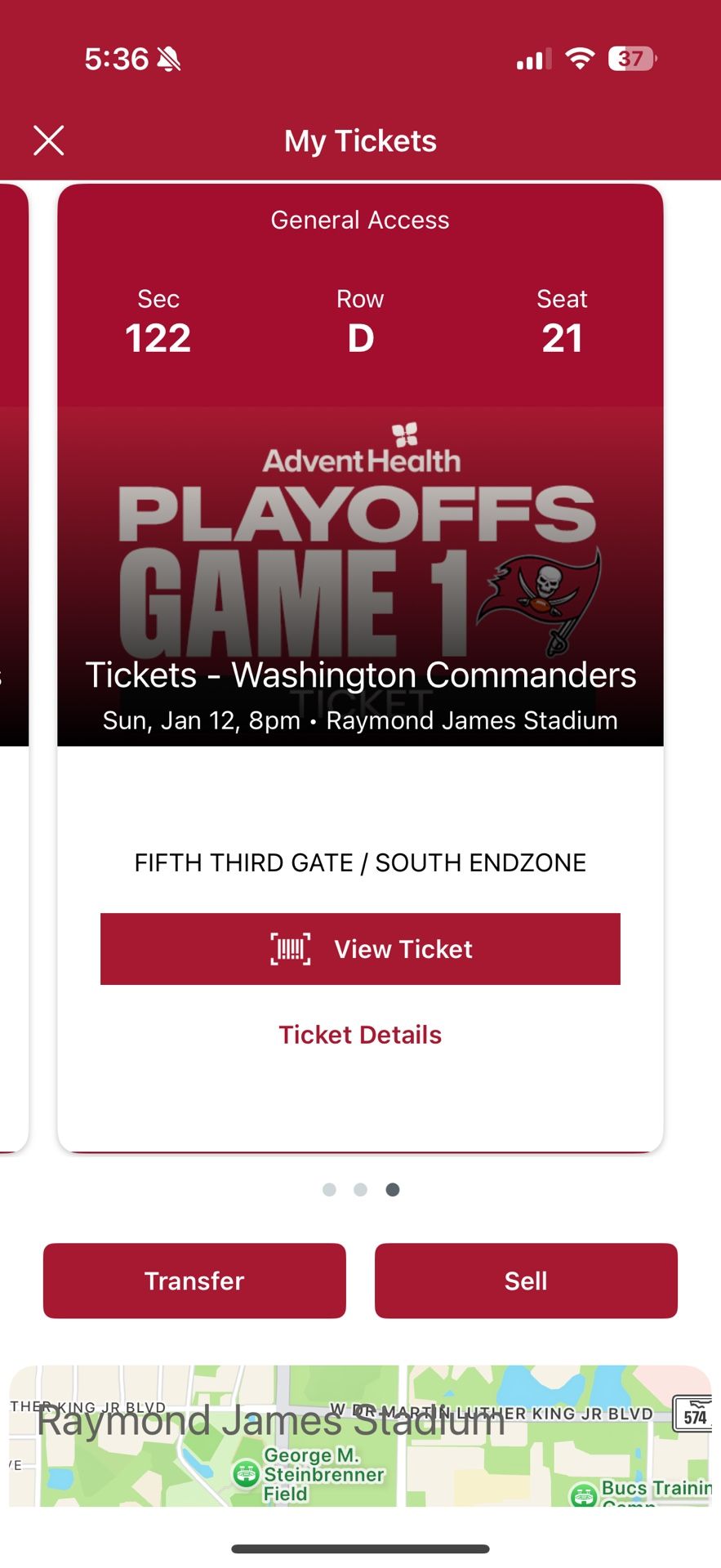 Buccaneers Playoff Ticket