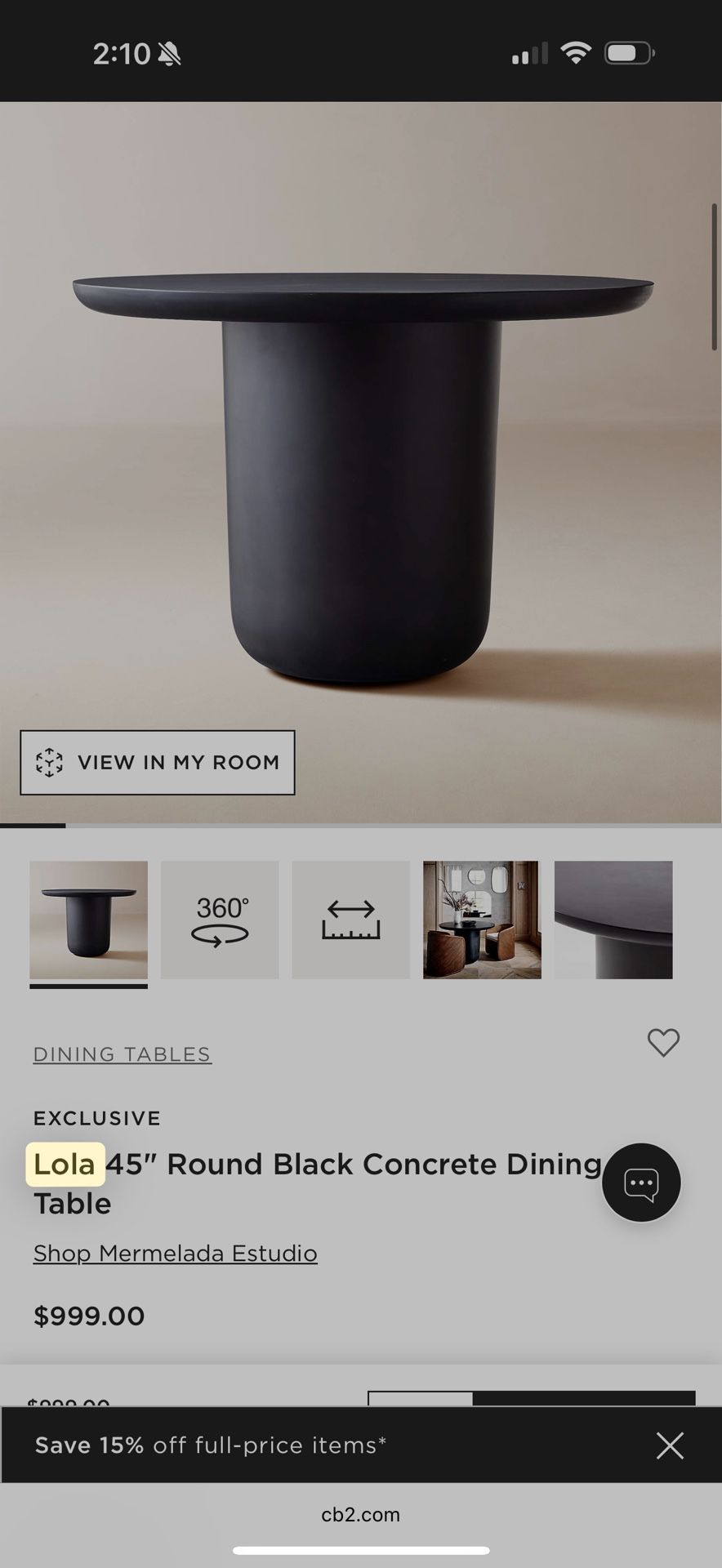 CB2 Lola Dining Table
