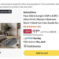 Native Skins Zebra Print Rug