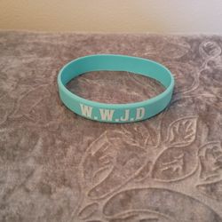 3/$10 🌟 NEW Teal Blue & White W.W.J.D What Would Jesus Do Plastic Bracelet