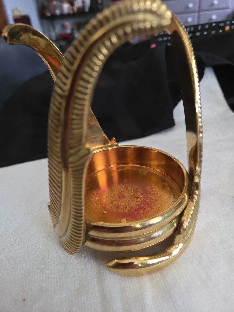 Vtg Partylite Brass Feather Pillar Candle Holder