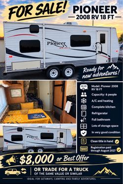 2008 pionner RV 18ft !clean title!