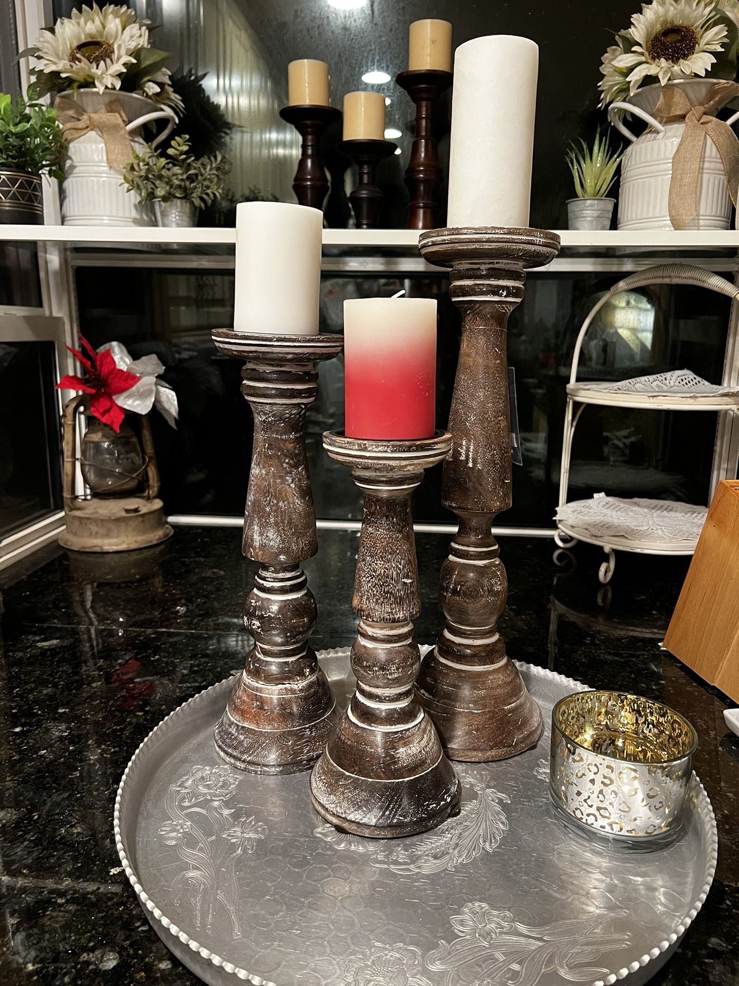 Rustic Farm style Pillar Candle Holders 