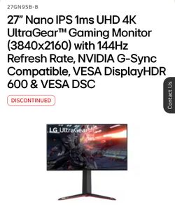 LG 27GN95B 4k Gaming Monitor