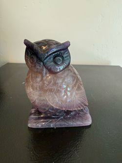 Fluorite Owl Carving – Hand-Carved Crystal Statue