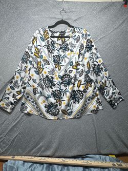Vintage Liz Claiborne Floral Print Blouse Size XL