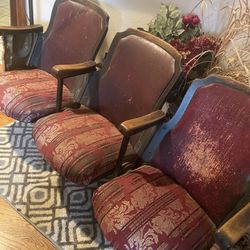 3 Row Antique Theatre Chairs 