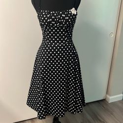 50’s Inspired Black N White Polka Dot Dress