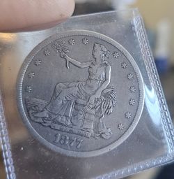 RARE! 1877 S UNITED STATES TRADE DOLLAR Fine condition 90% Silver - Bargain
