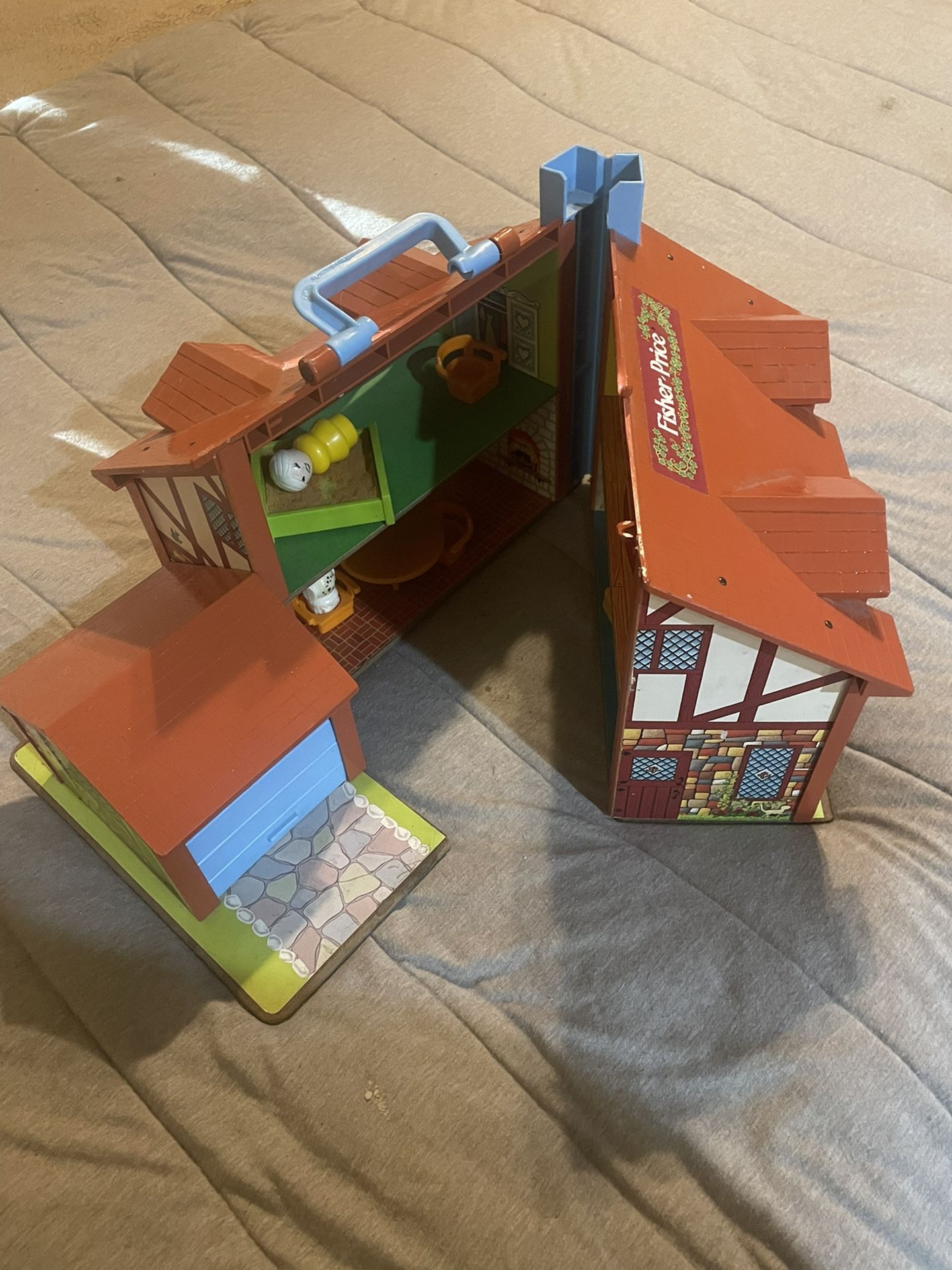 Vintage Fisher Price Folding House W/Extras!