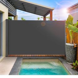 118" x 71" Side Awning, Retractable Side Awning, Patio Retractable Side Screen Awning, UV Resistant, Waterproof, Patio Privacy Screen for Garden, Balc