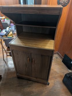 Microwave kitchen Cart  -wooden on wheels
