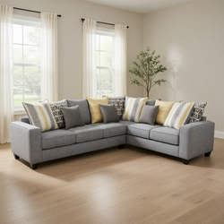 Rooms To Go Gray Fabric Sectional Couch – Like-New Condition - Tallahassee, FL