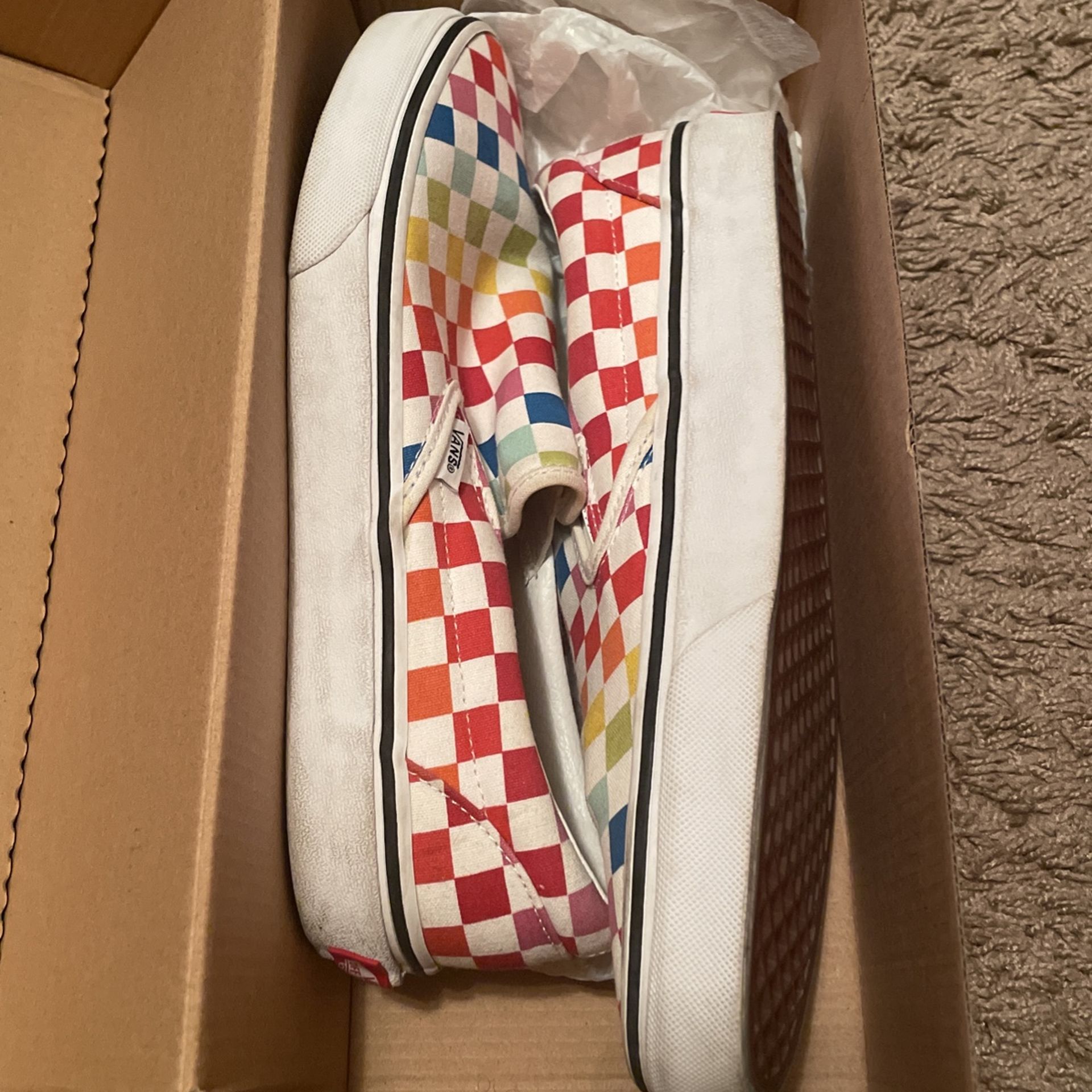 Rainbow Checkerboard Vans Women s shoes