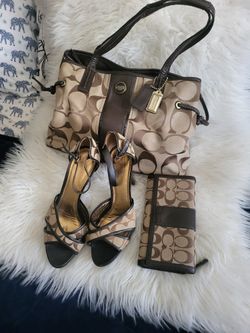 Coach Set Including Purse, Wallet and Heels