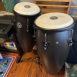 LP City Series Conga Set With Stand & Meinl Percussion Professional Conga Drum Bags