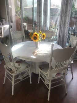 Vintage Hand Painted Dining Table, Shabby Chic