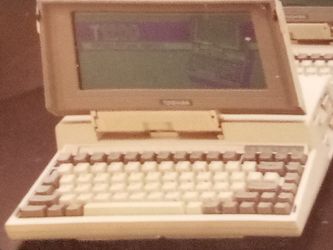 Really Cool Vintage 1980s Toshiba Laptop Computer With Owner's Manual And Other Books And Attachments And Carrying Case