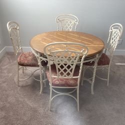 6 piece Iron/Wood dining set - breakfast table with 4 chairs and baker’s rack