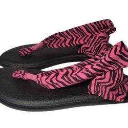 Sanuk Size 5 / 6 Yoga Sling Flip Flops Sandals Yoga Mat Foam Zebra 