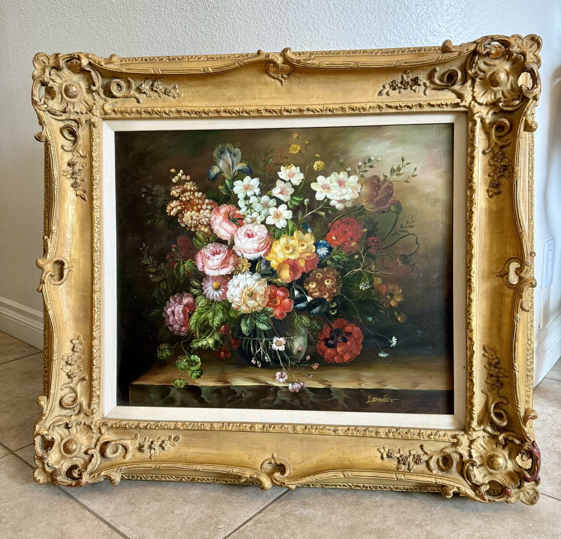 GORGEOUS OIL PAINTING WITH BEAUTIFUL FRAME AND SIGNATURE