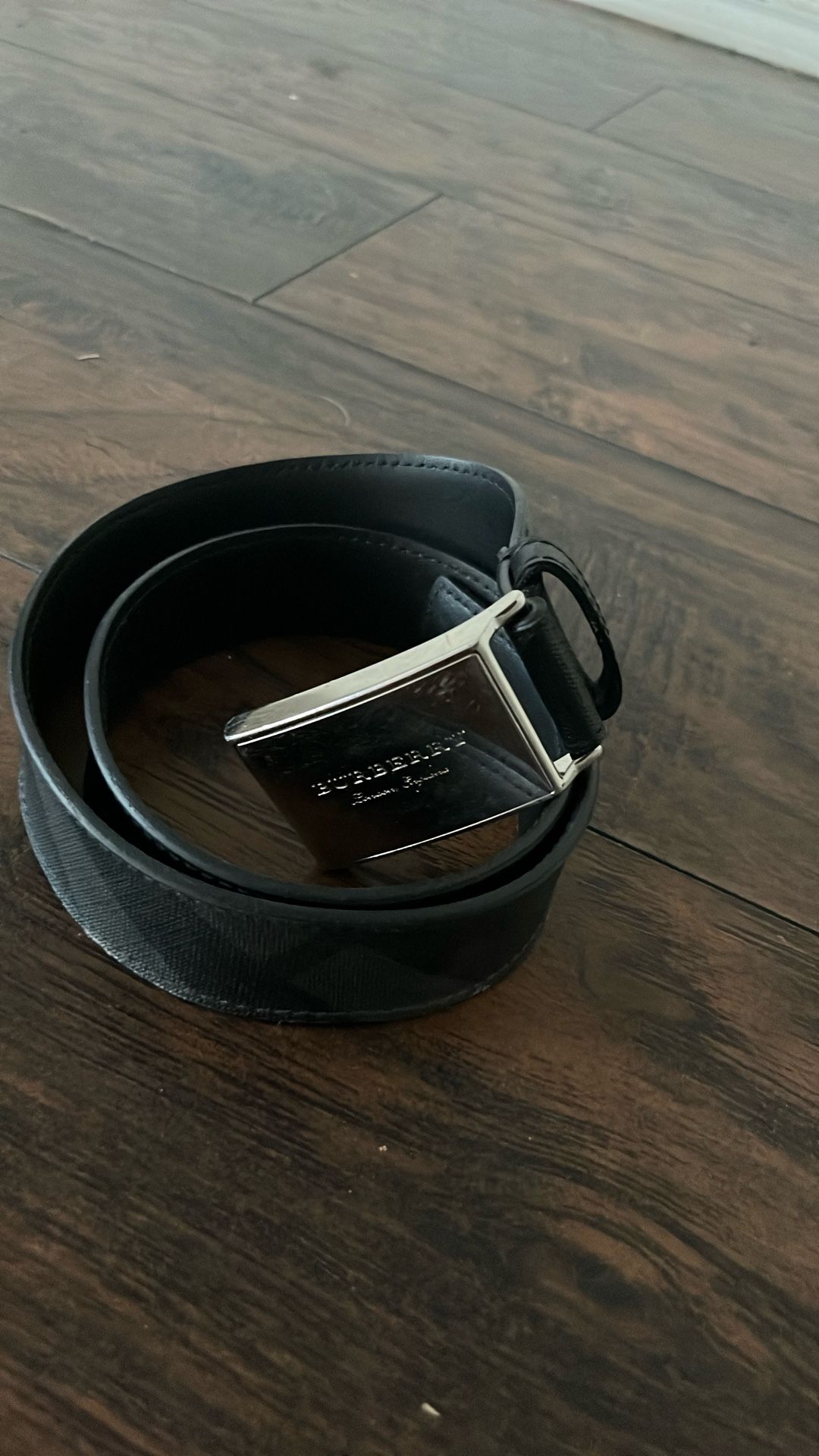 Burberry Black Belt with Silver Buckle