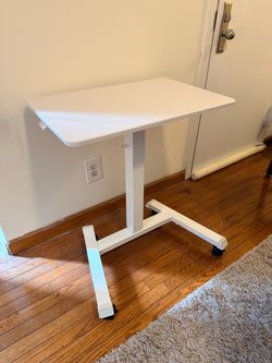 BONTEC Mobile Standing Desk – White, Adjustable Height