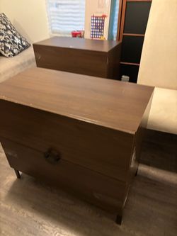 Brown Wood Dressers with Metal Legs