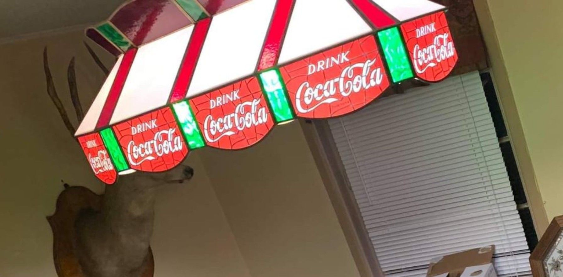 Vintage Coke Cola Stained Glass Hanging Light