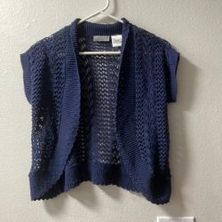 Joseph  A BLUE KNIT COTTON OPEN CAP SLEEVE  SWEATER VEST S