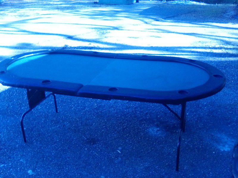 6-ft Card Table With Drink Holders, In Fair Condition Waiting For Players.  :)