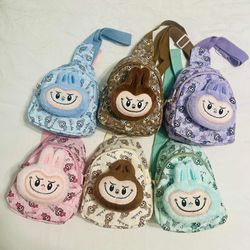 Bundle 6 Pcs Cute Labubu Crossbody Bags For Kids. Perfect For Gifts 