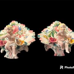 Vintage Capodimonte Style Cherub & Floral Candy/Trinket Dish Made in ITALY—$30 EACH or $50 BOTH