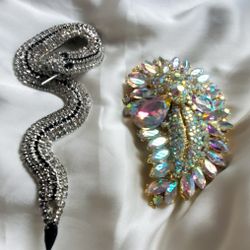 Two Vintage Broaches - Aurora Borealis 