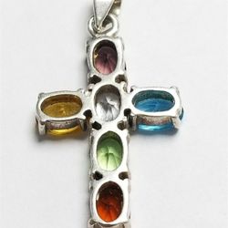 Women's Sterling Silver 925 Charm with Multi-Colors Stones  #81796