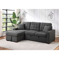 2-Piece Sectional with Pull-out Bed and Left Chaise with Hidden Storage