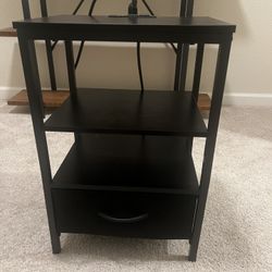 Nightstand with Charging Station – 3-Tier Storage, Black, Great Condition