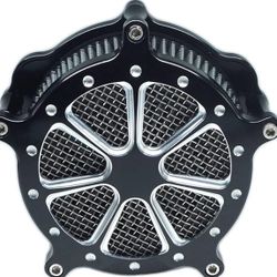 Harley Air Filter Venturi Intake Air Cleaner Motorcycle Cnc Cut Chrome Kit for Touring Street Glide 2008 - 2016 Softail 2016 - 2017 Fitment - C (Gray)