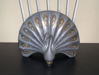 Vintage peacock pewter & brass very heavy