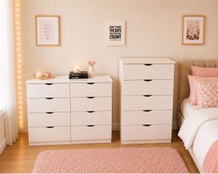 White Dresser Set – Double and Tall Chest