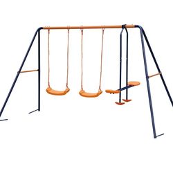 Kids double swing play set with glide new