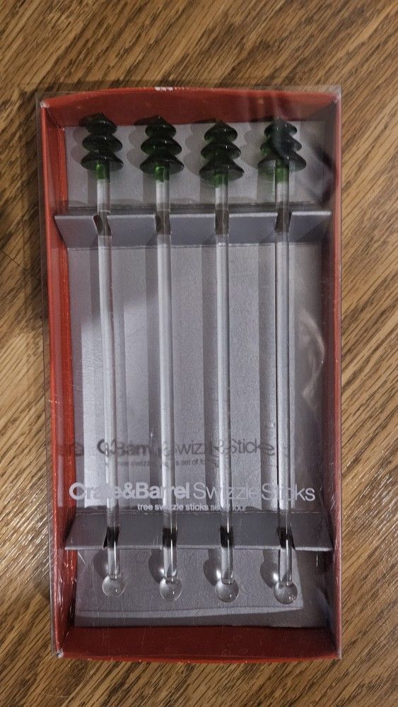 Christmas Tree Glass Swizzle Sticks