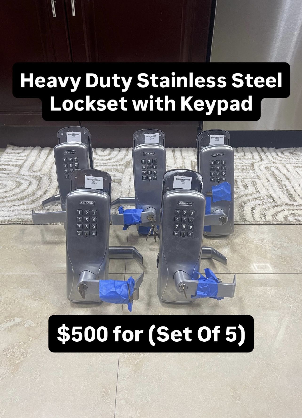 Heavy Duty Stainless Steel Lockset With Keypad (Set Of 5) Pickup Today Available