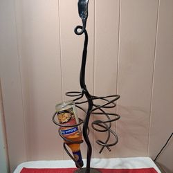 Wine Stand Leaf Motif Holds 4 Bottles 27” 