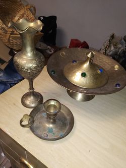 Antique household items candle holders