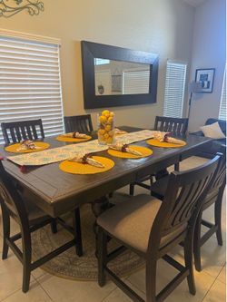 Ashley Counter Height Dining Set – 6 Chairs – Excellent Condition