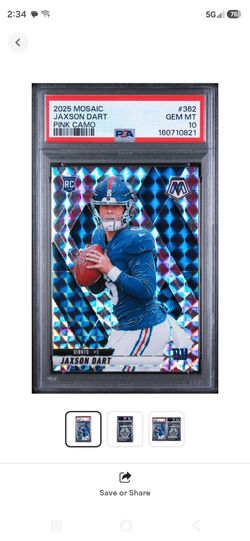 Jaxson Dart Pink Camo 2025 Panini Mosaic #362 PSA 10