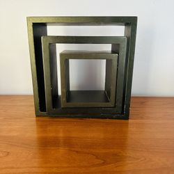 Set of 3 Wood Square Shelves, Floating Wall Square Cube
